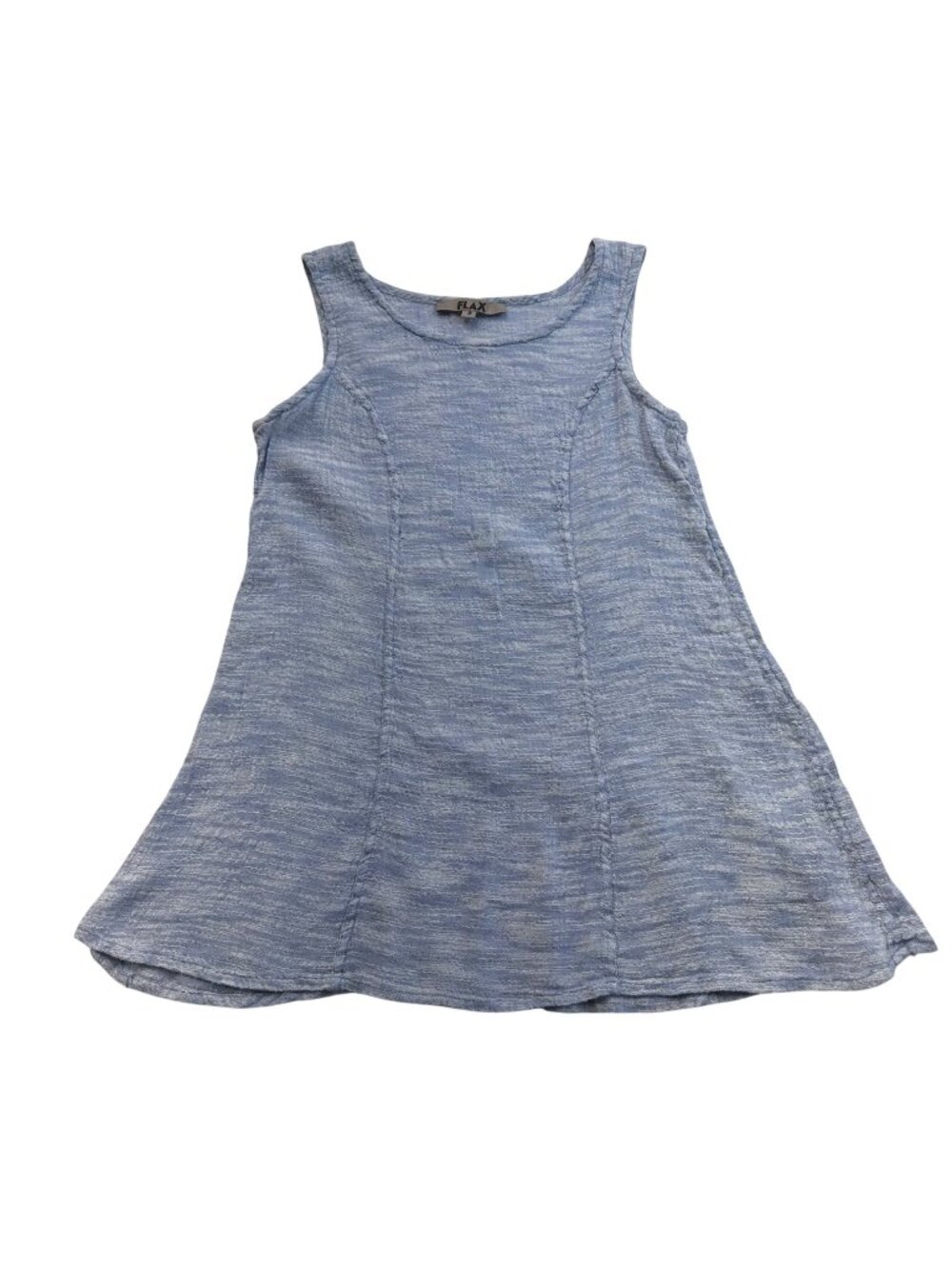 FLAX Linen Cotton Flowy Sleeveless Tunic Top Size Small Blue Lagenlook Bohemian